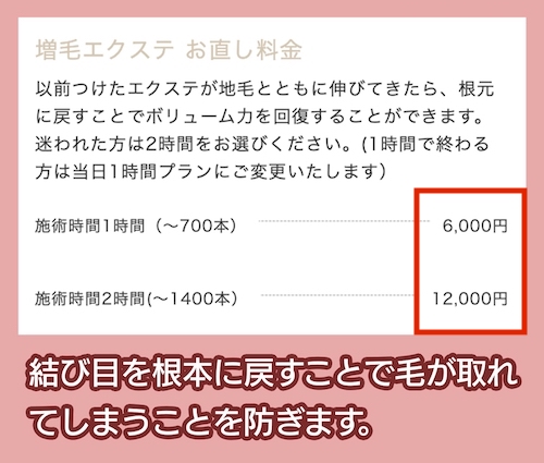 More Hairのリユース(リペア)の料金