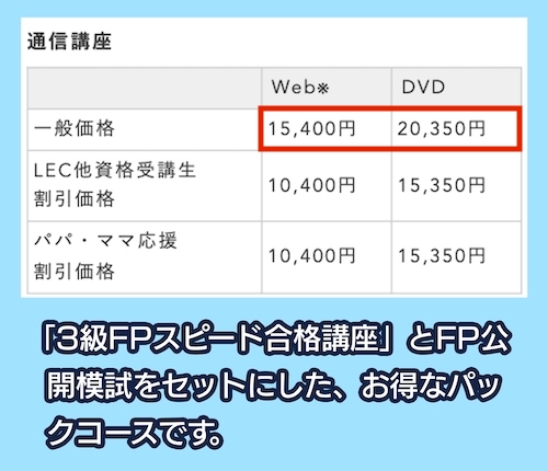 LECのFP3級講座料金