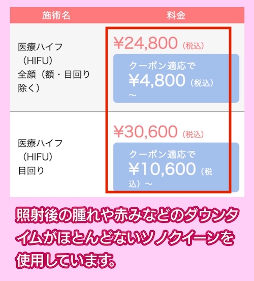 東京中央美容外科の料金相場