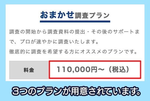 総合探偵社クロルの料金