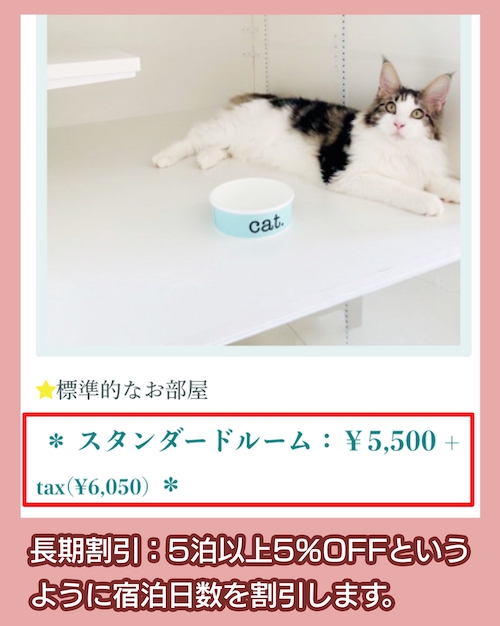 プレミアキャットホテル&スパの料金相場