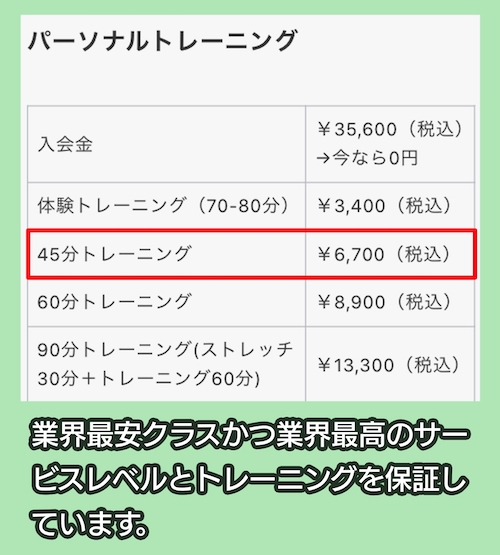 ボディケア&パーソナルジムLea 自由が丘店の料金相場