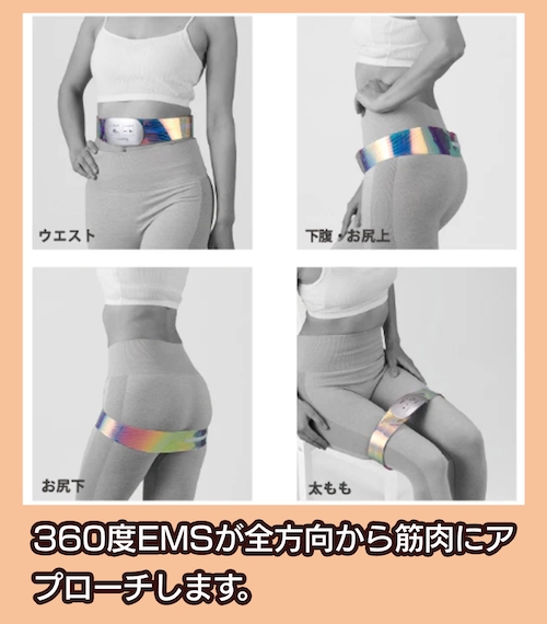 ルルドスタイルEMSベルト 使用できる部位