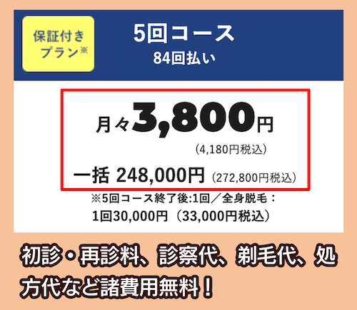 メンズスキンクリニック 銀座院の料金相場