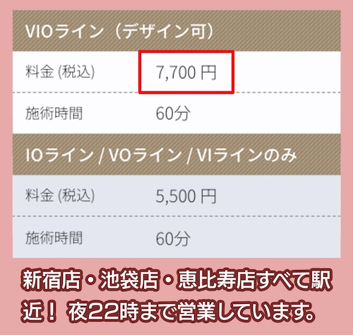 Queen's Waxの料金相場