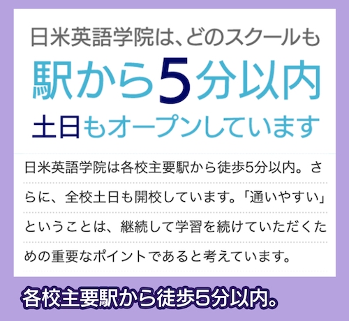 日米英語学院は駅近に教室がある