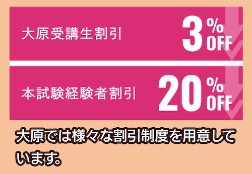 資格の大原の割引制度
