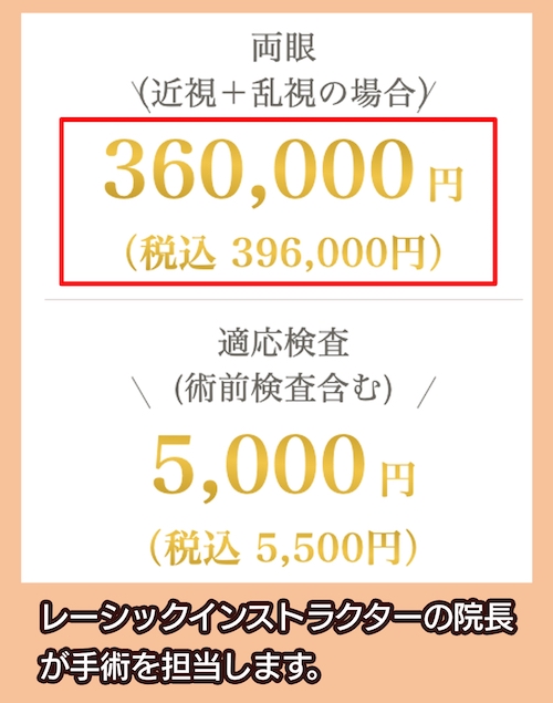 ふくおか眼科クリニックの料金相場