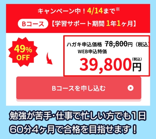 キャリカレの行政書士講座の料金相場