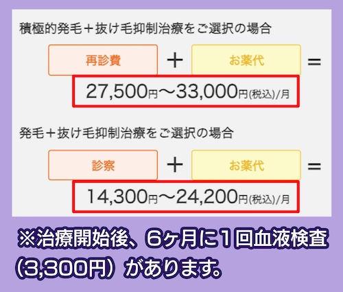 DクリニックのAGA治療の料金相場