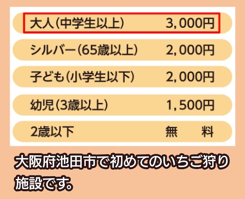 いけだのいちご狩り屋さんの料金相場