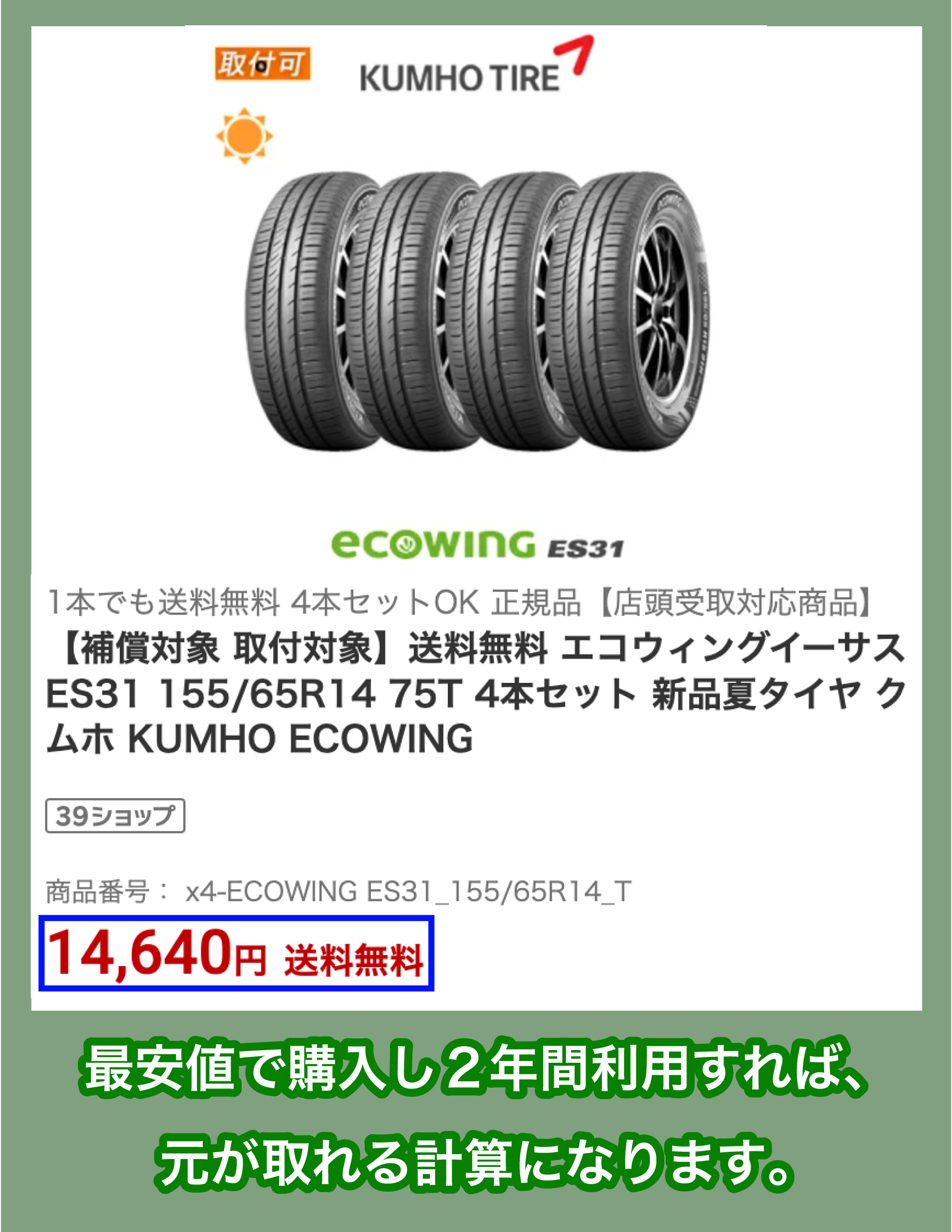ムホタイヤジャパン「エコウィング ES31」の燃費
