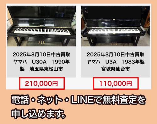 ピアノワンの買取相場