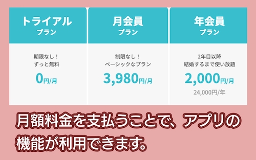 ブライダルネット マッチングアプリの料金プラン