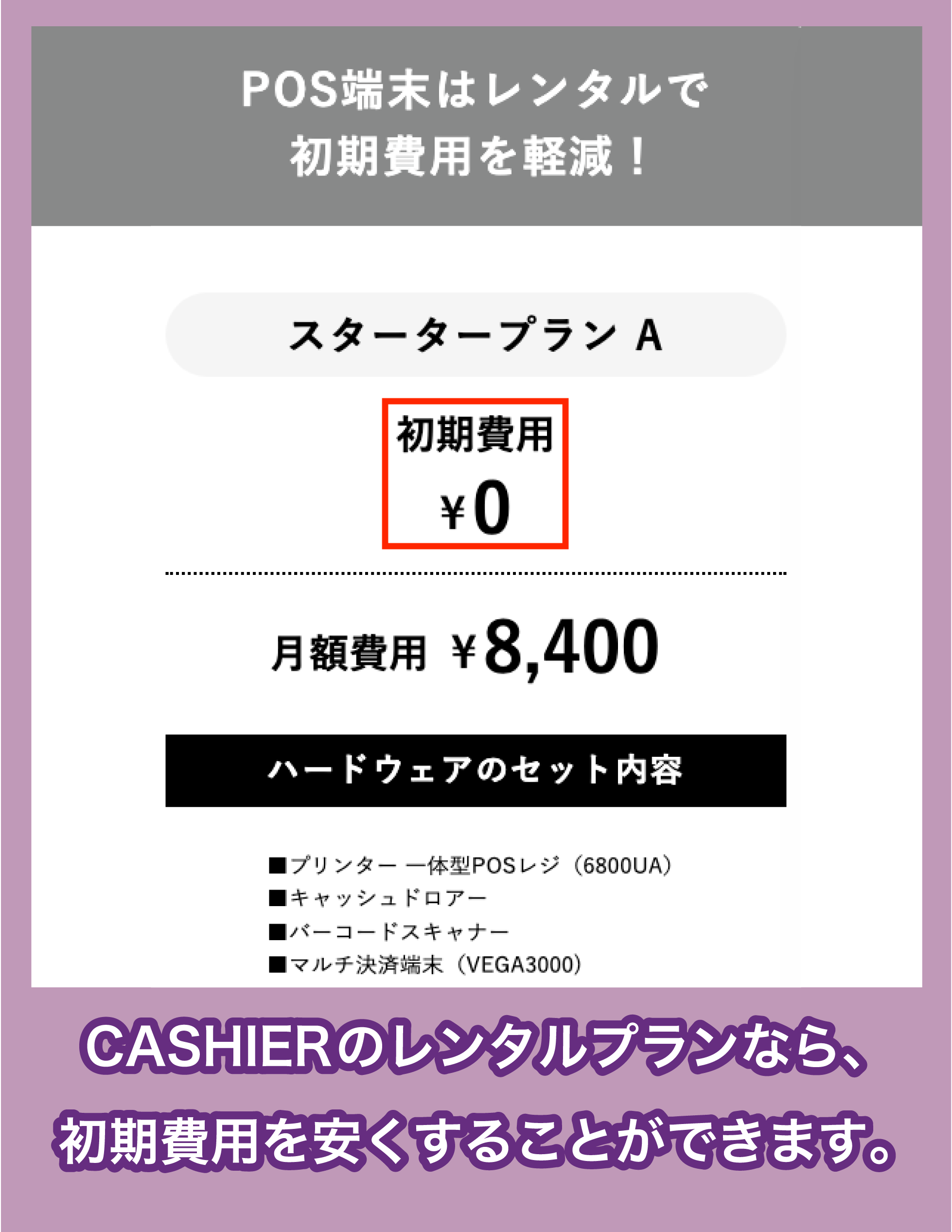 CASHIER POSのレンタルプラン
