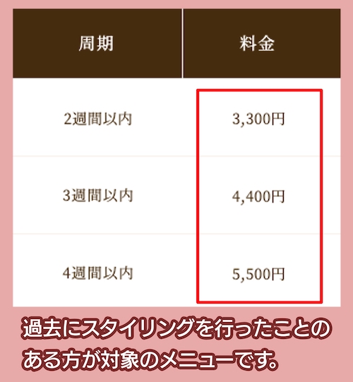 アイブロウ専門店エサージュのメンテナンスメニュー