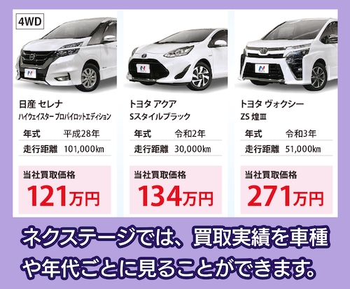 ネクステージ 車の買取実績