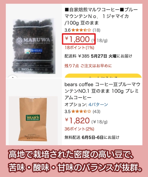 ブルーマウンテンNo.1の価格