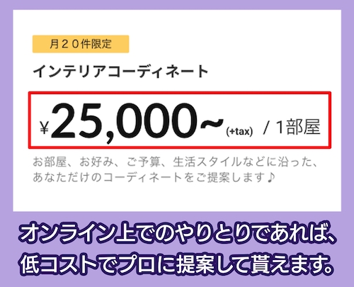 INTERICOのオンラインコーディネート料金