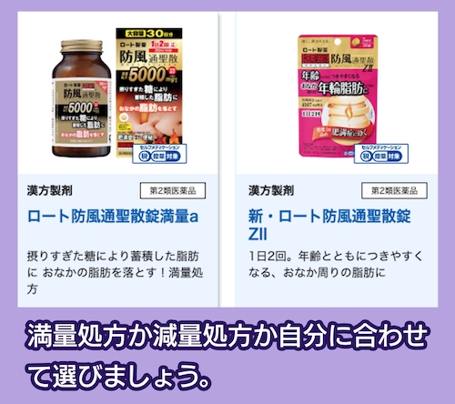 満量処方か減量処方を選べる