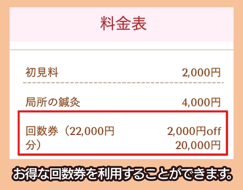 鍼灸院みらい京都桂の回数券