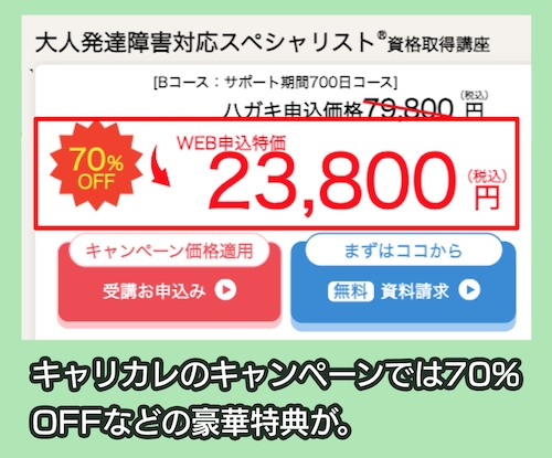 キャリカレの割引制度