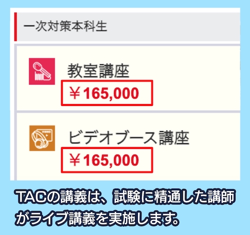 TACの料金相場