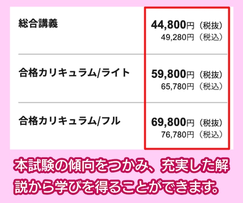 アガルートの料金相場