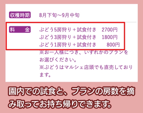 いわふねフルーツパークの料金相場