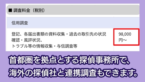 ダルタン調査事務所の料金